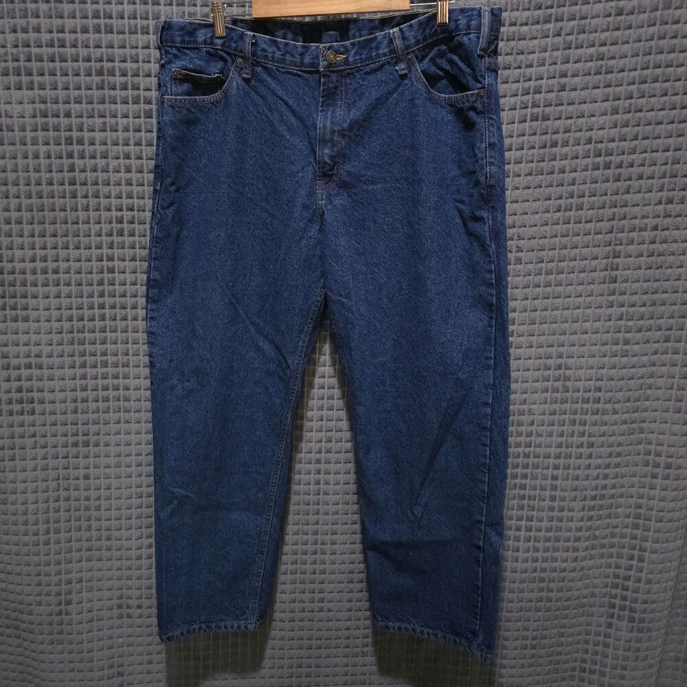 Dark Wash Relaxed Blue Jeans 42x30 Mens Dressy Western Work Rodeo Cowboy Retro